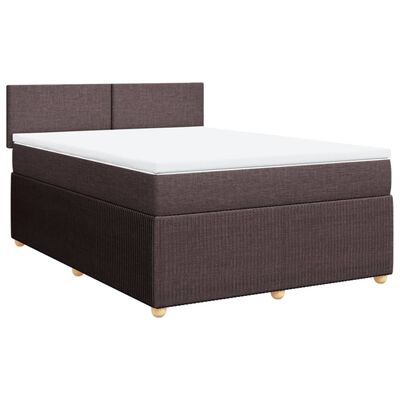 vidaXL Boxspringbett mit Matratze Dunkelbraun 140x200 cm Stoff