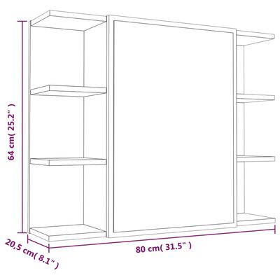 vidaXL Bad-Spiegelschrank Braun Eiche-Optik 80x20,5x64cm Holzwerkstoff