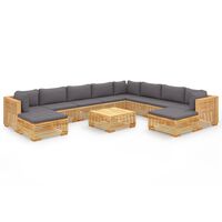 vidaXL 11-tlg. Garten-Lounge-Set mit Kissen Massivholz Teak