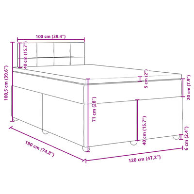 vidaXL Boxspringbett mit Matratze Dunkelgrau 120x190 cm Stoff