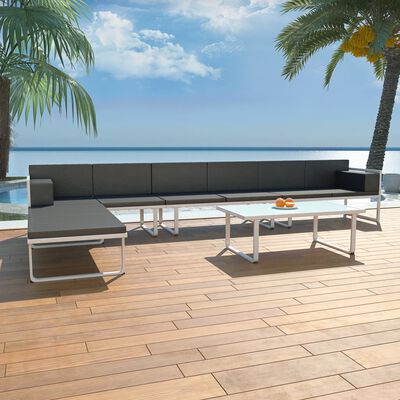 vidaXL 5-tlg. Garten-Lounge-Set Textilene Aluminium Schwarz