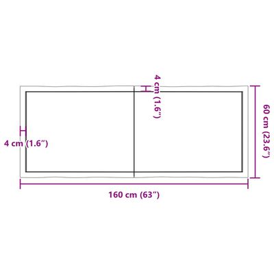 vidaXL Tischplatte 160x60x(2-6) cm Massivholz Unbehandelt Baumkante