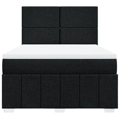 vidaXL Boxspringbett mit Matratze Schwarz 140x200 cm Stoff