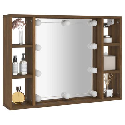 vidaXL Spiegelschrank mit LED Braun Eichen-Optik 76x15x55 cm