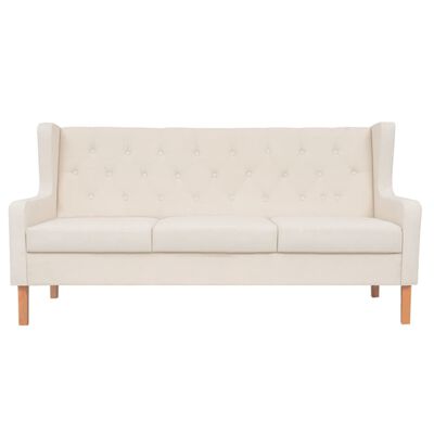 vidaXL Sofa 3-Sitzer Stoff Cremeweiß