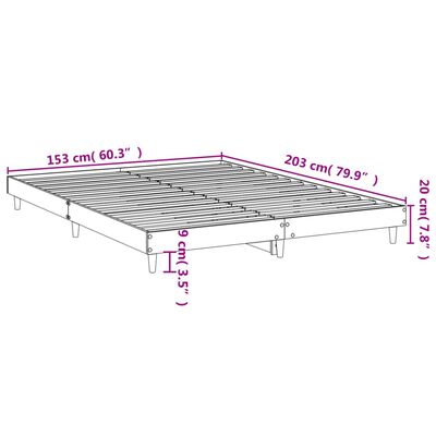 vidaXL Bettgestell ohne Matratze Räuchereiche 150x200 cm Holzwerkstoff