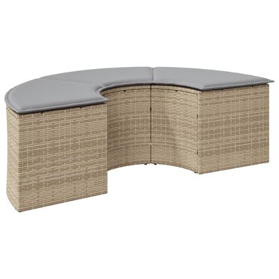 vidaXL Garten-Fußhocker mit Kissen Beige Poly-Rattan