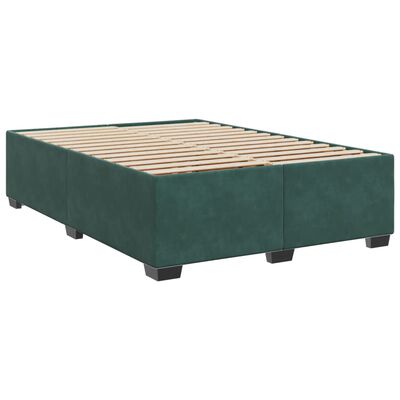 vidaXL Boxspringbett mit Matratze Dunkelgrün 140x190 cm Samt