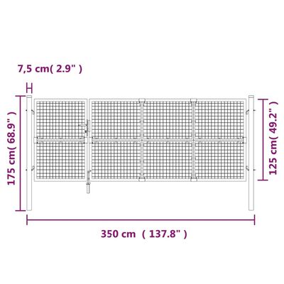 vidaXL Mesh-Gartentor Anthrazit 350x175 cm Verzinkter Stahl