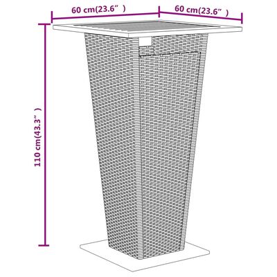 vidaXL 3-tlg. Gartenbar-Set Schwarz Poly Rattan & Massivholz Akazie