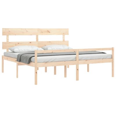 vidaXL Seniorenbett mit Kopfteil Super Kingsize Massivholz