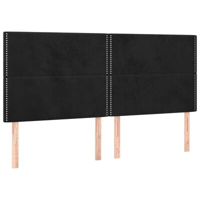 vidaXL LED Kopfteil Schwarz 180x5x118/128 cm Samt