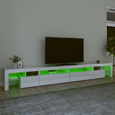 vidaXL TV-Schrank mit LED-Leuchten Hochglanz-Weiß 290x36,5x40 cm