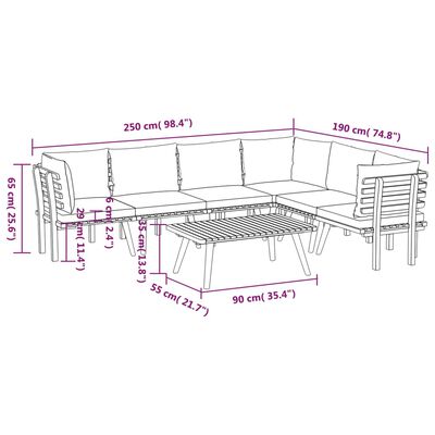 vidaXL 7-tlg. Garten-Lounge-Set mit Kissen Massivholz Akazie