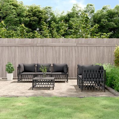 vidaXL 6-tlg. Garten-Lounge-Set mit Kissen Anthrazit Stahl