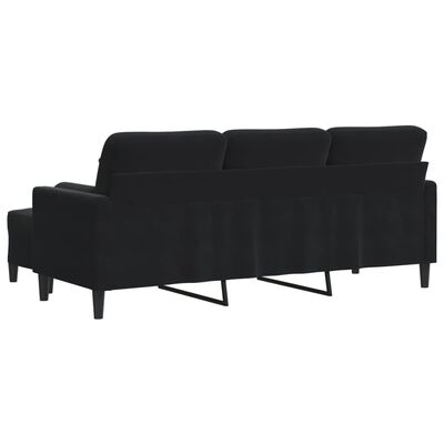 vidaXL 3-Sitzer-Sofa mit Hocker Schwarz 180 cm Samt