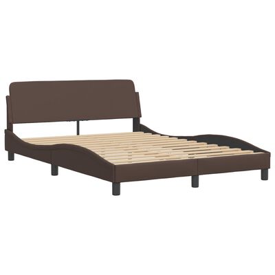 vidaXL Bett mit Matratze Braun 140x200 cm Kunstleder