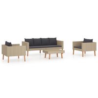 vidaXL 4-tlg. Garten-Lounge-Set mit Auflagen Poly Rattan Beige