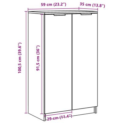 vidaXL Schuhschrank Weiß 59x35x100 cm Holzwerkstoff