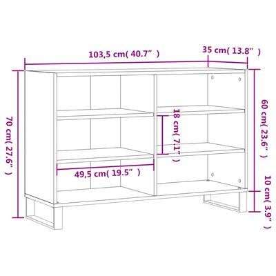 vidaXL Sideboard Betongrau 103,5x35x70 cm Holzwerkstoff