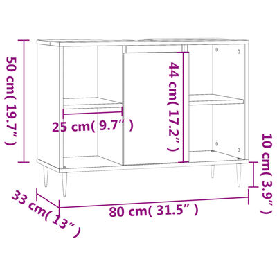 vidaXL Badschrank Weiß 80x33x60 cm Holzwerkstoff