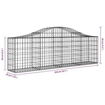 vidaXL Gabionen mit Hochbogen 4 Stk. 200x30x60/80 cm Verzinktes Eisen