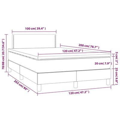 vidaXL Boxspringbett mit Matratze & LED Dunkelblau 120x200 cm Samt