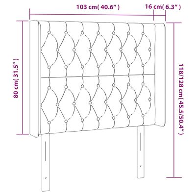 vidaXL LED Kopfteil Rosa 103x16x118/128 cm Samt