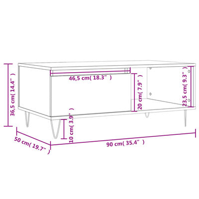 vidaXL Couchtisch Braun Eichen-Optik 90x50x36,5 cm Holzwerkstoff