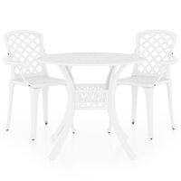 vidaXL 3-tlg. Bistro-Set Aluminiumguss Weiß