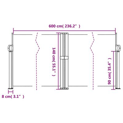 vidaXL Seitenmarkise Ausziehbar Anthrazit 140x600 cm