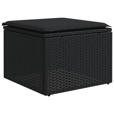 vidaXL 12-tlg. Garten-Sofagarnitur mit Kissen Schwarz Poly Rattan