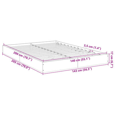 vidaXL Bettgestell ohne Matratze Räuchereiche 140x200 cm Holzwerkstoff