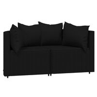 vidaXL Garten-Ecksofas mit Kissen 2 Stk. Schwarz Poly Rattan