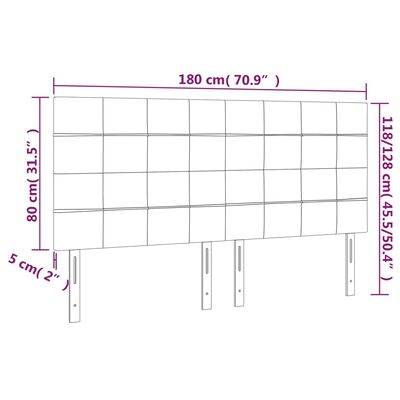 vidaXL LED Kopfteil Hellgrau 180x5x118/128 cm Samt