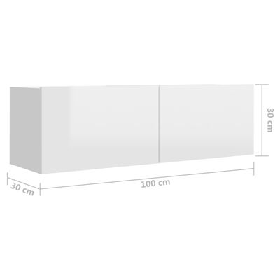 vidaXL 4-tlg. TV-Schrank-Set Hochglanz-Weiß Holzwerkstoff