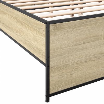 vidaXL Bettgestell Sonoma-Eiche 180x200 cm Holzwerkstoff und Metall