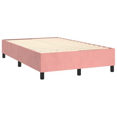 vidaXL Boxspringbett mit Matratze Rosa 120x200 cm Samt