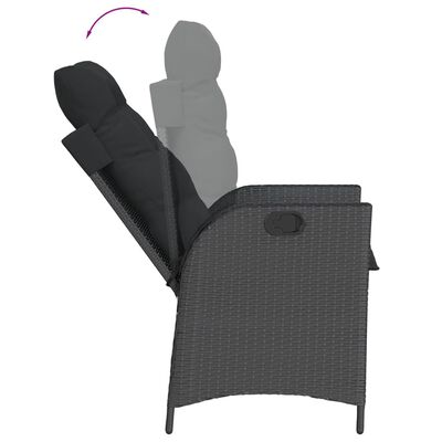 vidaXL 5-tlg. Garten-Essgruppe mit Kissen Schwarz Poly Rattan