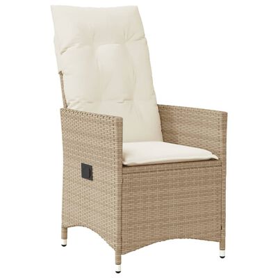 vidaXL 11-tlg. Garten-Bistro-Set mit Kissen Beige Poly Rattan