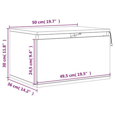 vidaXL Wand-Nachttisch mit LED-Leuchten Grau Sonoma