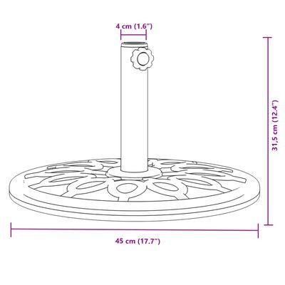 vidaXL Sonnenschirmständer für Ø38/48 mm Mast 12 kg Rund