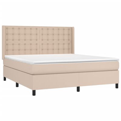 vidaXL Boxspringbett Matratze Cappuccino-Braun 160x200 cm Kunstleder