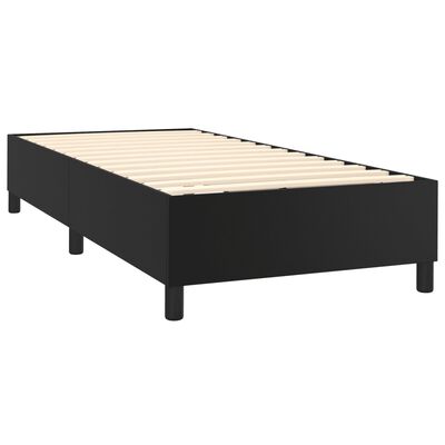 vidaXL Boxspringbett mit Matratze & LED Schwarz 90x200 cm Kunstleder