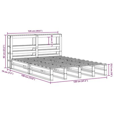 vidaXL Massivholzbett ohne Matratze Weiß 120x190 cm Kiefernholz