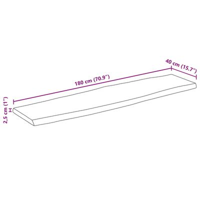 vidaXL Tischplatte mit Baumkante 180x40x2,5 cm Massivholz Mango