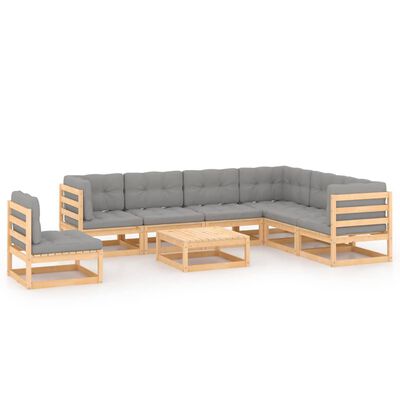 vidaXL 8-tlg. Garten-Lounge-Set mit Kissen Massivholz Kiefer