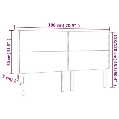 vidaXL LED Kopfteil Hellgrau 180x5x118/128 cm Stoff