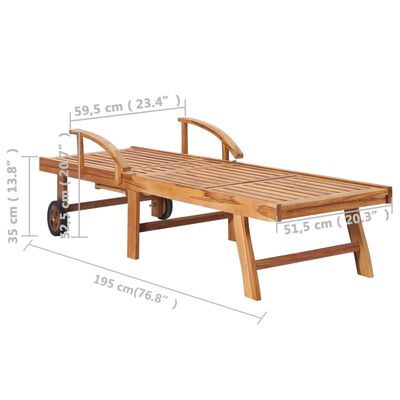 vidaXL Sonnenliege mit Auflage Rot Massivholz Teak