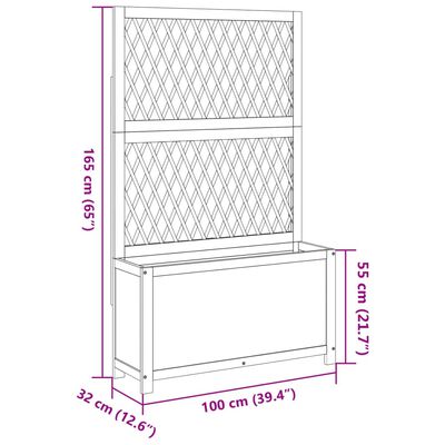 vidaXL Pflanzkübel mit Rankgitter 100x32x165 cm Massivholz Akazie